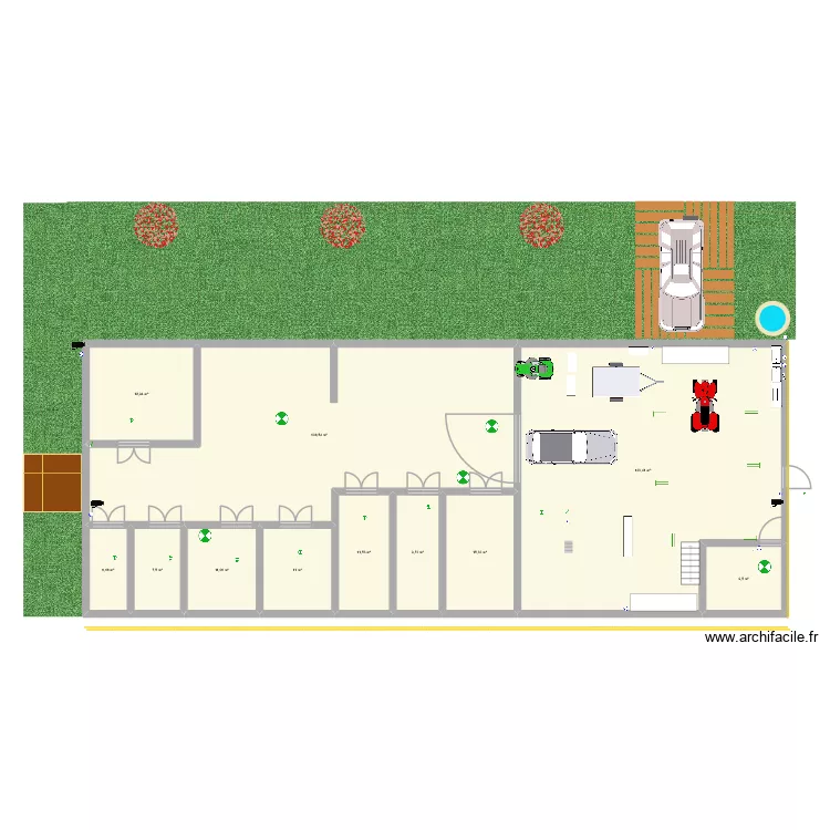 hangar couville. Plan de 11  et 330 m²