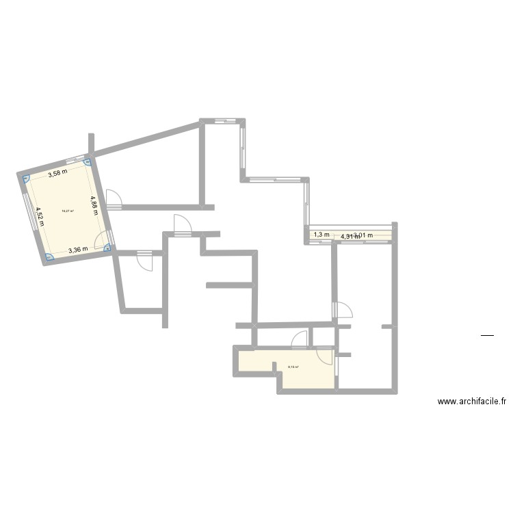 Marrakech. Plan de 3 pièces et 27 m2