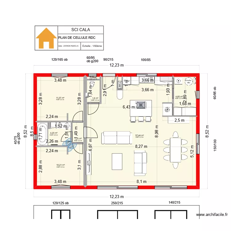 SCI CALA - PLANS CELLULE RDC MAMAN - N&deg;4 - 2025. Plan de 