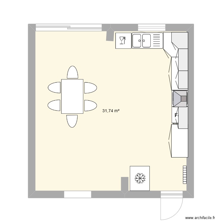 xa3. Plan de 1 pièce et 32 m2