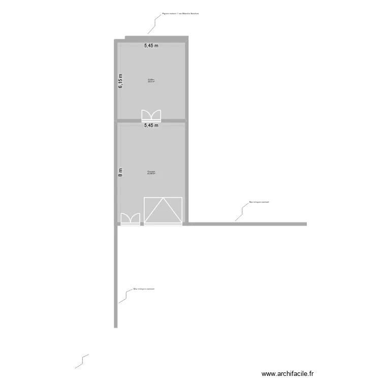 Garage 04/05. Plan de 2  et 77 m²
