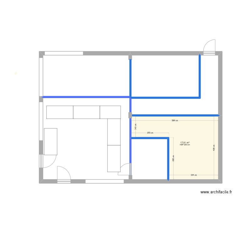 boutique. Plan de 1 pièce et 18 m2