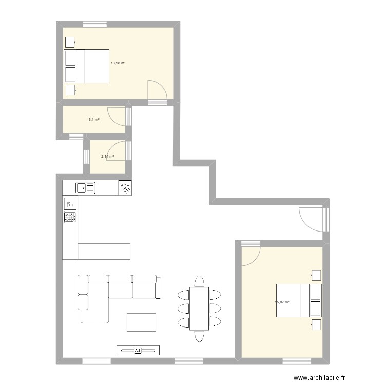 tipaza. Plan de 4 pièces et 35 m2