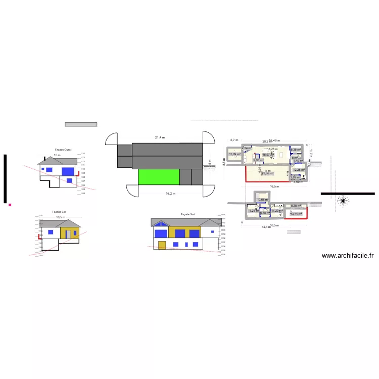Autrans V5. Plan de 16 pièces et 192 m²