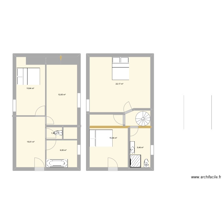 chaubourg. Plan de 8 pièces et 85 m2