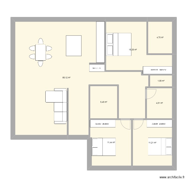 plan plain pied 2024. Plan de 8 pièces et 121 m2