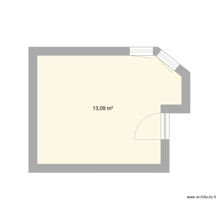 cuisine. Plan de 1 pièce et 13 m2