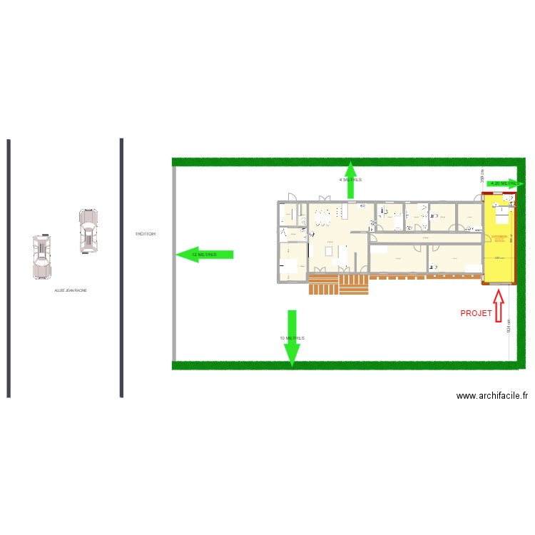 Plan Maison + Extension. Plan de 12 pièces et 205 m2