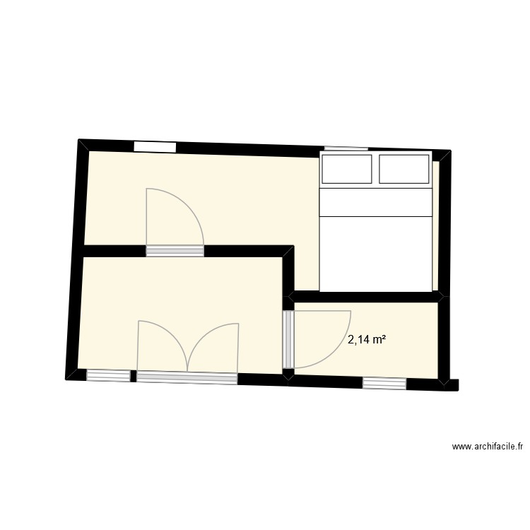 projet555. Plan de 2 pièces et 14 m2