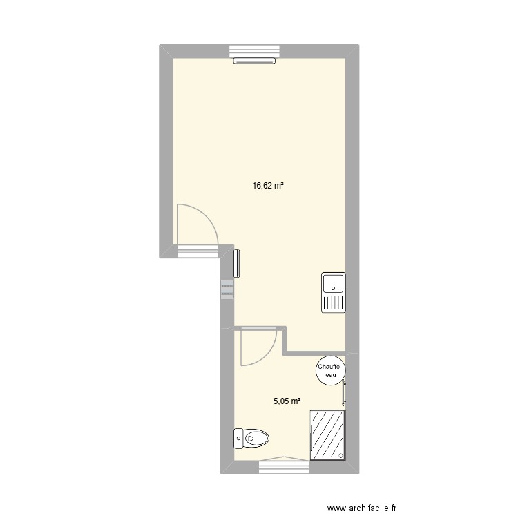 BESANCON. Plan de 2 pièces et 22 m2