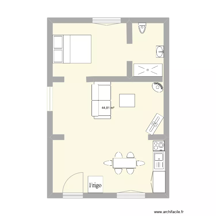 BOROZO. Plan de 1  et 45 m²