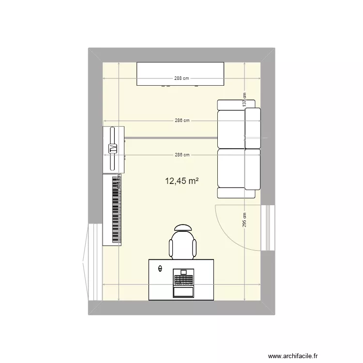 Etage chambre 2 HC. Plan de 