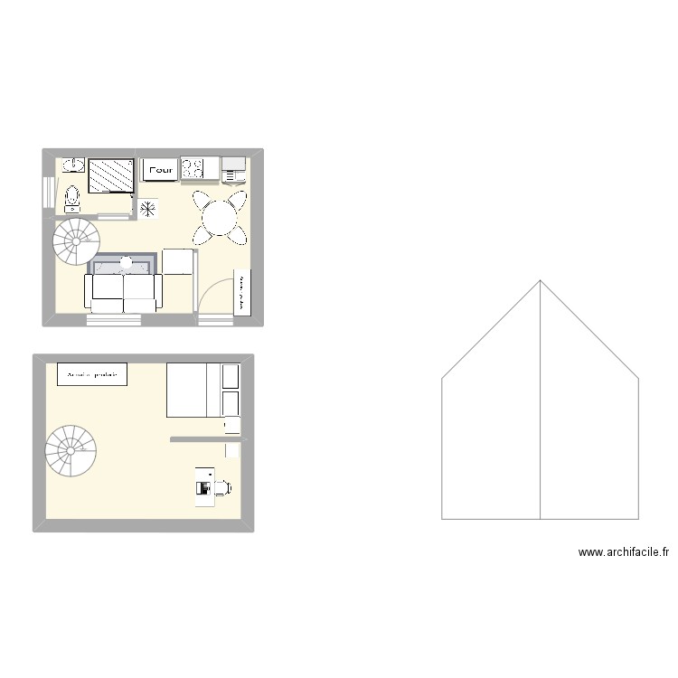 Studio étudiant. Plan de 3 pièces et 39 m2