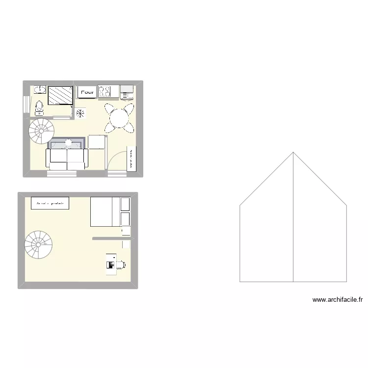 Studio &eacute;tudiant. Plan de 