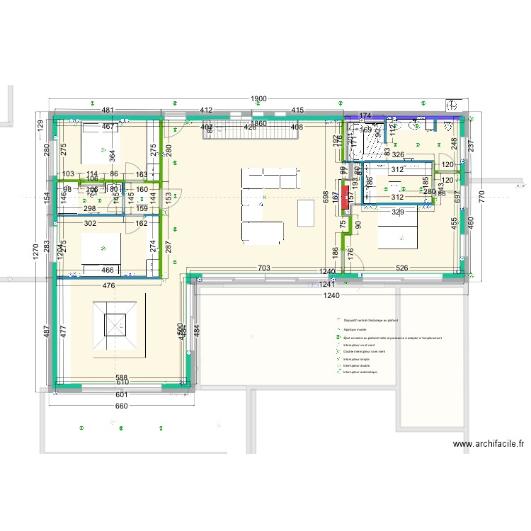 Cloisonnement 20250227. Plan de 24 pièces et 376 m2