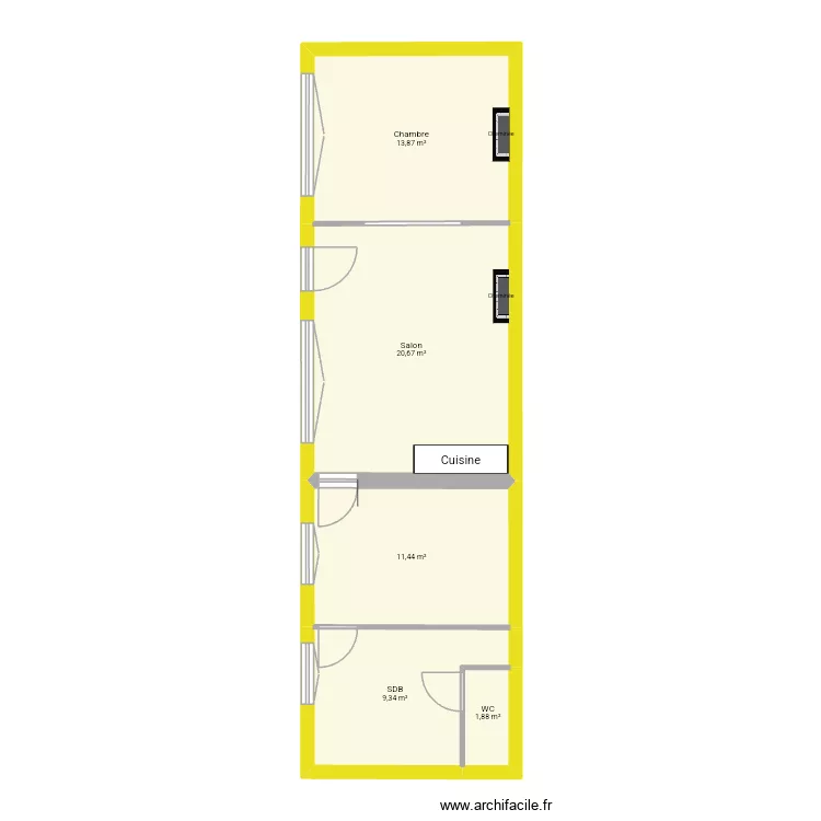 Douai 3. Plan de 5  et 57 m²