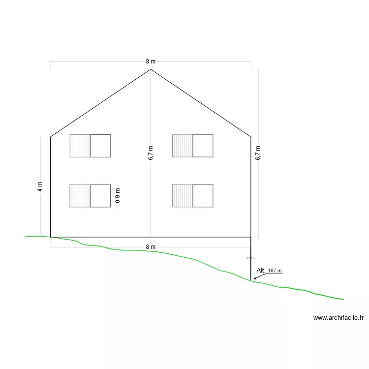 Plan structure terrasse vue sud. Plan de 