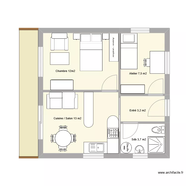 Chalet 40m2. Plan de 5  et 40 m²