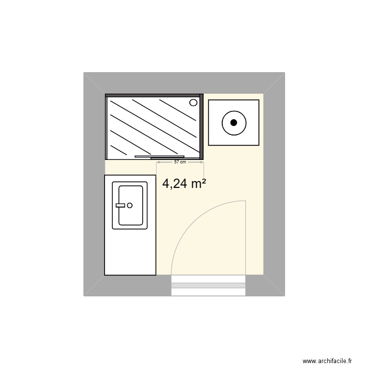 SDB Helene. Plan de 1 pièce et 4 m2