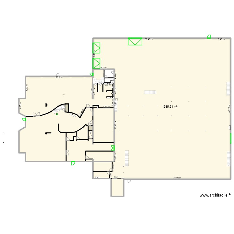 VOLTA RDC V plan vide atelier. Plan de 22 pièces et 2271 m2
