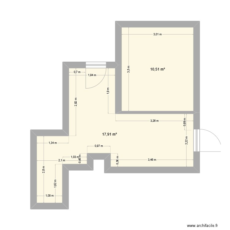 Studio Cluses Projection. Plan de 2 pièces et 28 m2