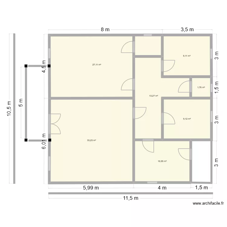 VALERY. Plan de 7  et 105 m²