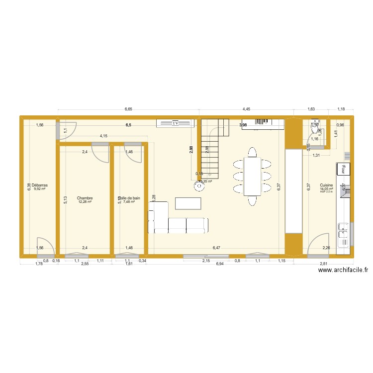maison. Plan de 5 pièces et 89 m2