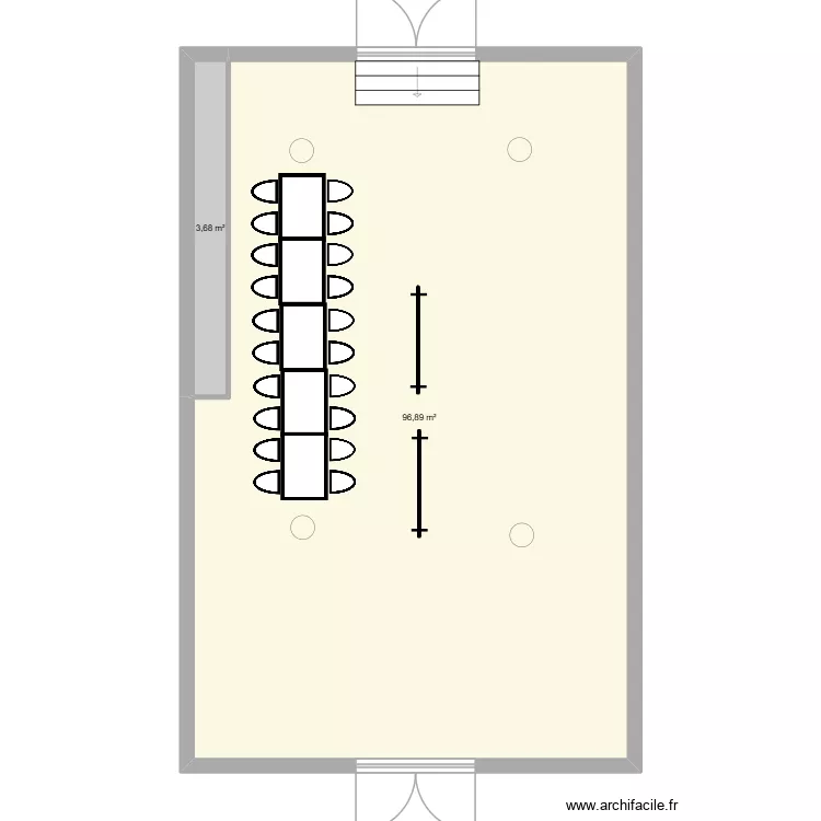 Salle Colard en loge 2. Plan de 2  et 101 m²