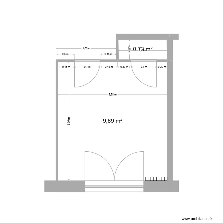 10.1 - M. Sandie à Valence - Chambre C sans meuble. Plan de 2 et 10 m² 10.1 - M. Sandie à Valence - Chambre C sans meuble. Plan de 2 et 10 m²