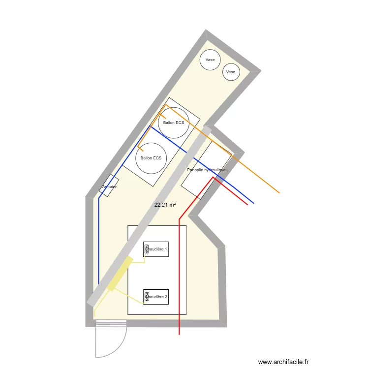 Sch&eacute;ma Villa du Parc. Plan de 1  et 22 m²