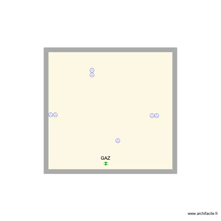 Cuisine mur du fond. Plan de 