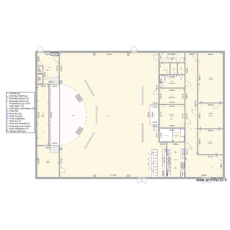 projet salle technique. Plan de 19 pièces et 587 m2