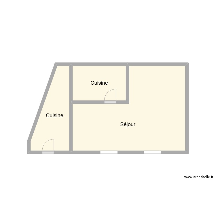 2504 MULLIER RDC. Plan de 3 pièces et 14 m2