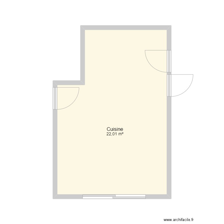 cuisine. Plan de 1 pièce et 22 m2