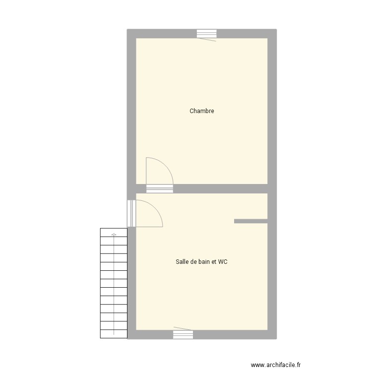 1 er cruseille.ArchiFacile. Plan de 2 pièces et 33 m2