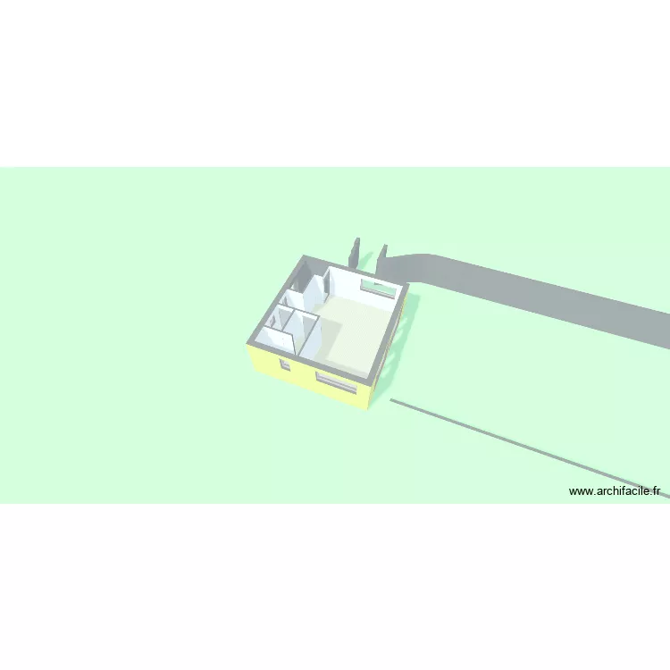 Pool house - &eacute;tage 1 chb - avec &eacute;tage - sans toiture - solution 2. Plan de 
