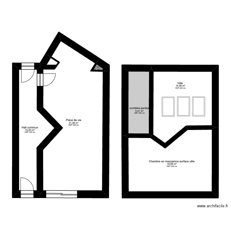 Cottage 1 Amb. Plan de 6 pièces et 81 m2