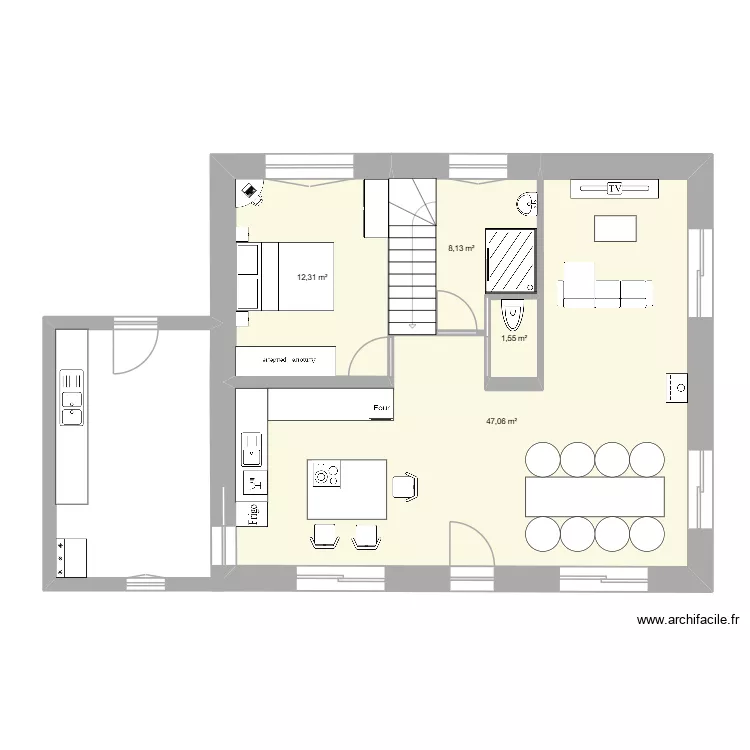 Mis&eacute;ricorde. Plan de 4  et 69 m²