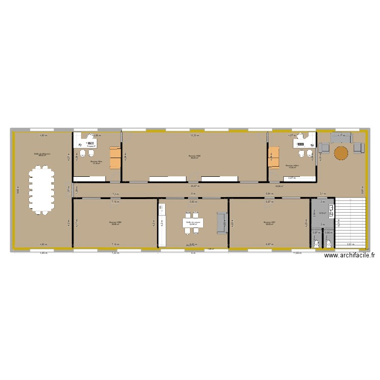 Bureau VB. Plan de 13 pièces et 290 m2
