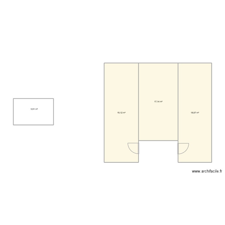 Maison chaouen BAS. Plan de 4 pièces et 61 m2