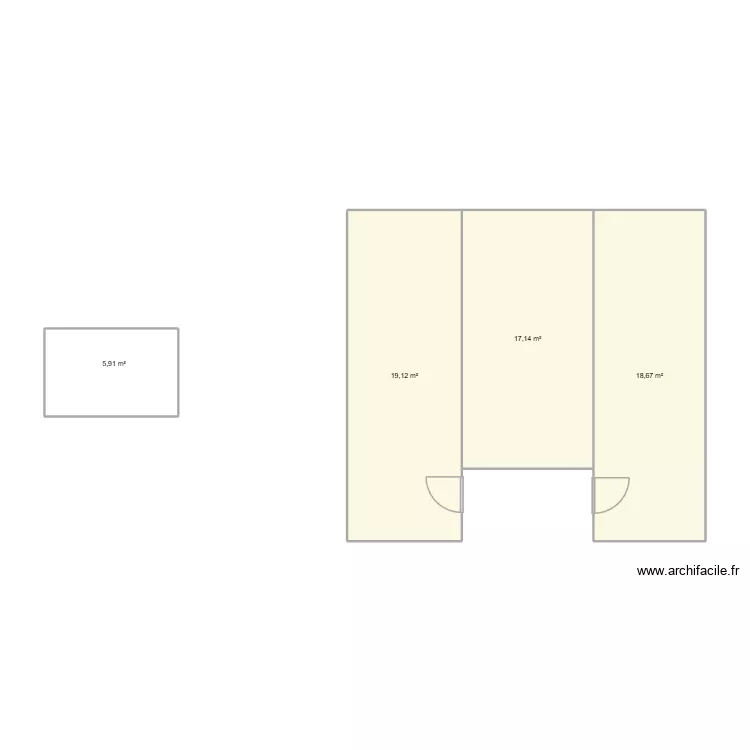 Maison chaouen BAS. Plan de 4 pièces et 61 m²