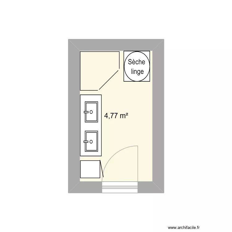 SALLE DE BAIN CHAMBRE. Plan de 1 Pièce et 5 m²