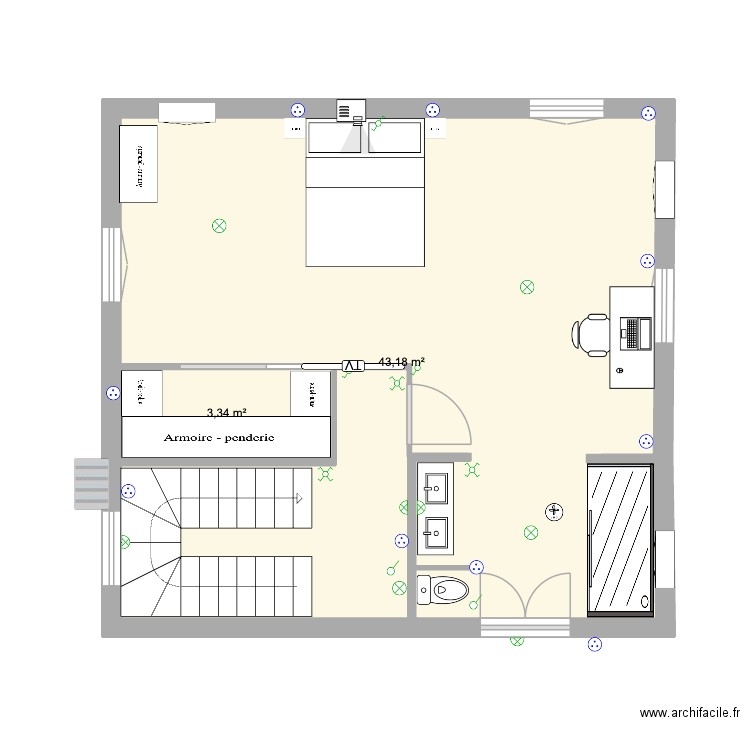 Etage 1 new Besseges new 3. Plan de 2 pièces et 47 m2