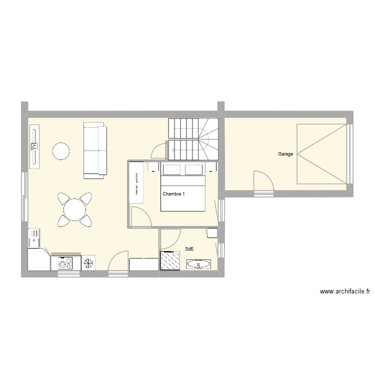 Calzac 002 ArchiFacile. Plan de 4 pièces et 61 m2