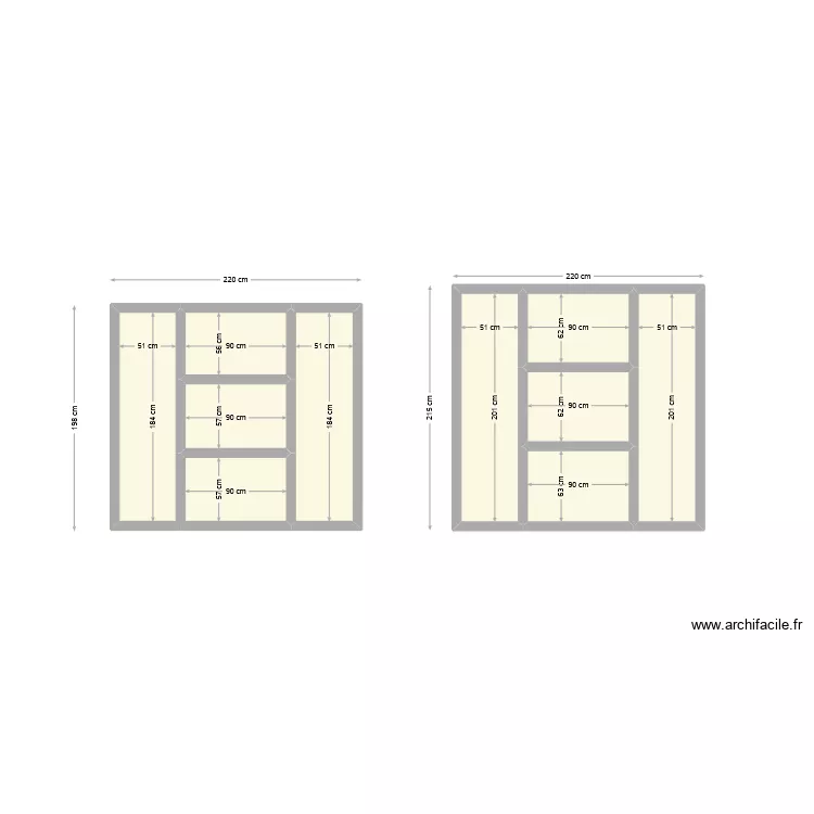 Portes de garage 1/3 porte centrale. Plan de 