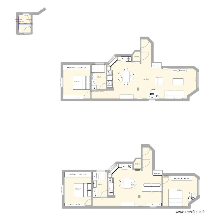 LOU. Plan de 10 pièces et 132 m2