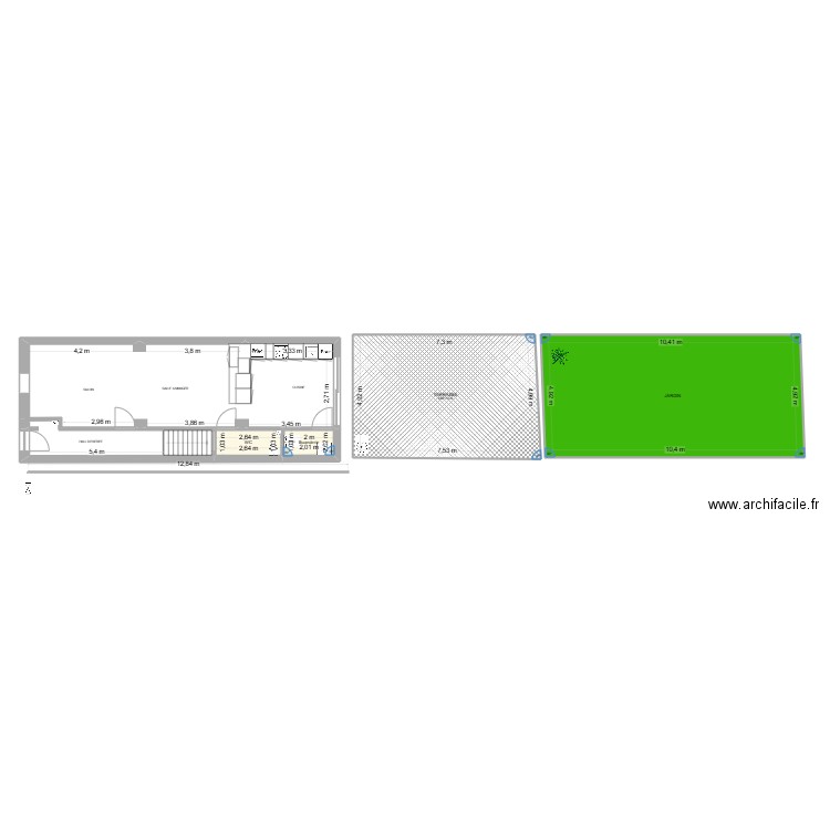RDC 2025. Plan de 4 pièces et 93 m2