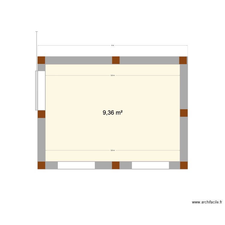abri de jardin. Plan de 1 pièce et 9 m2