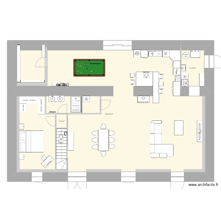 RénoV3. Plan de 3 pièces et 150 m2