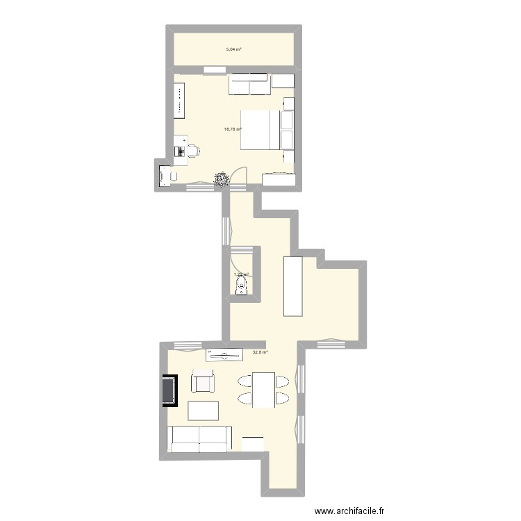 Chez moi. Plan de 4 pièces et 56 m2